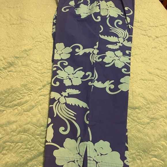 Pendleton Originals Women 14 waistband Blue Floral Print Capri Pants‎ Wide Leg - Picture 4 of 10